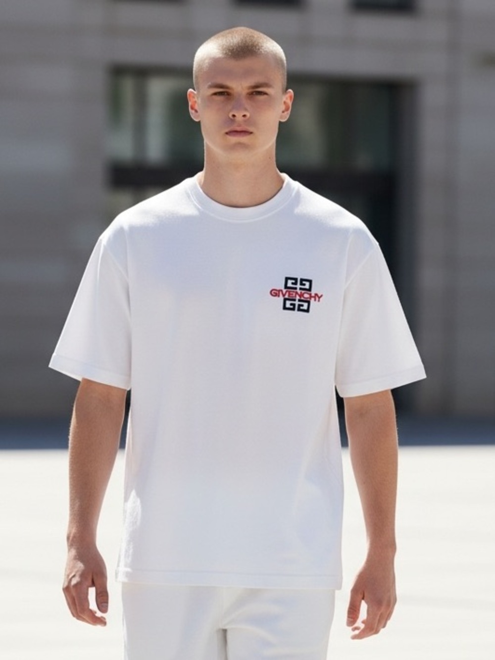 Givenchy White Short-Sleeve Tee with Small Logo Patch